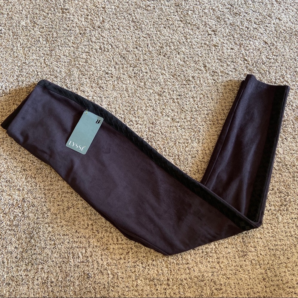 NWT Lysse Black Nora Braided Side Detail Suede Leggings Small